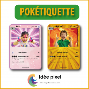 Lot de 15 Stickers Pokétiquettes - Stickers personnalisé thème carte Pokemon